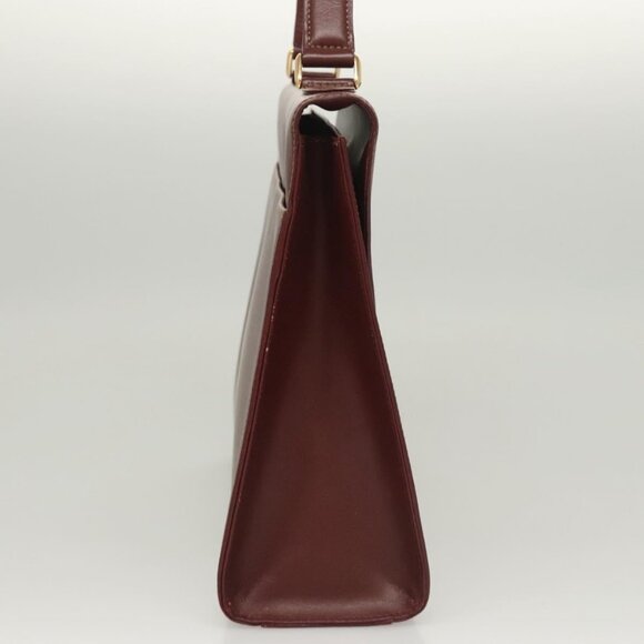 CARTIER Must Line Hand Bag Leather Bordeaux Gold Auth 122249 - Picture 5 of 16